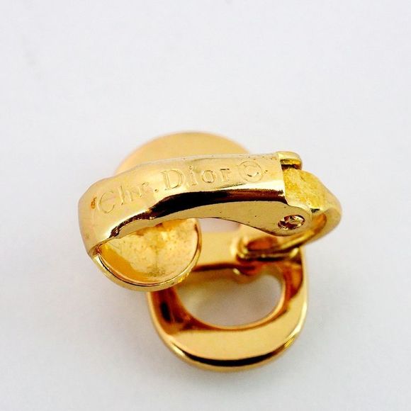Christian Dior Earring CD Logo GP Plated Gold Ladies - Picture 5 of 6